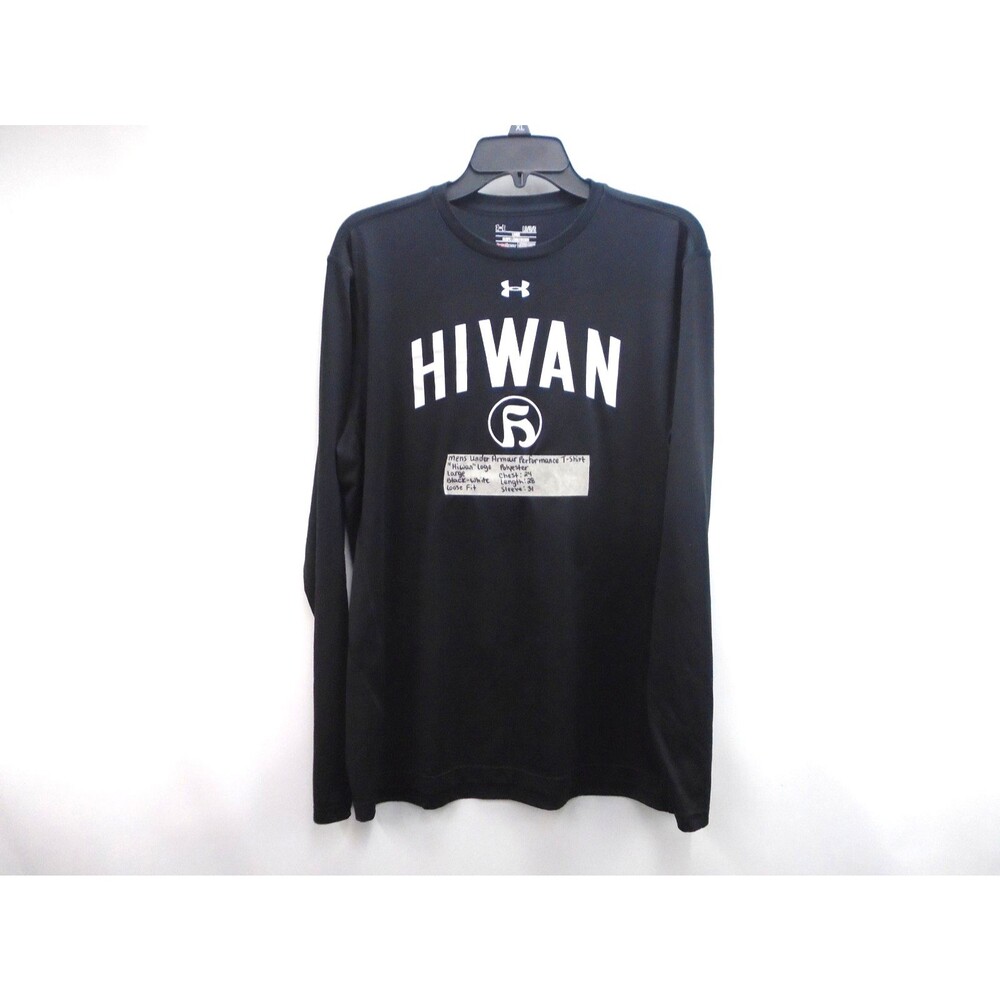 Under Armour Mens HeatGear Long Sleeve Shirt Large Black Hiwan Graphic Tee Loose
